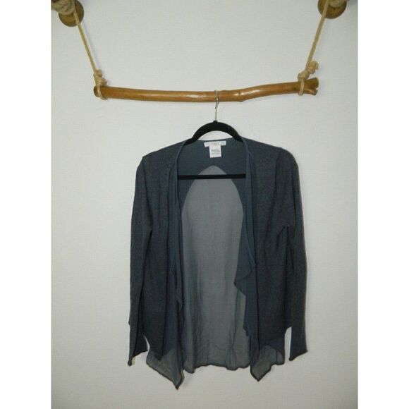Subtle Luxury Cardigan Blue Grayish Open Front Silk Cashmere‎ Sheer Size XS/S - Picture 3 of 5